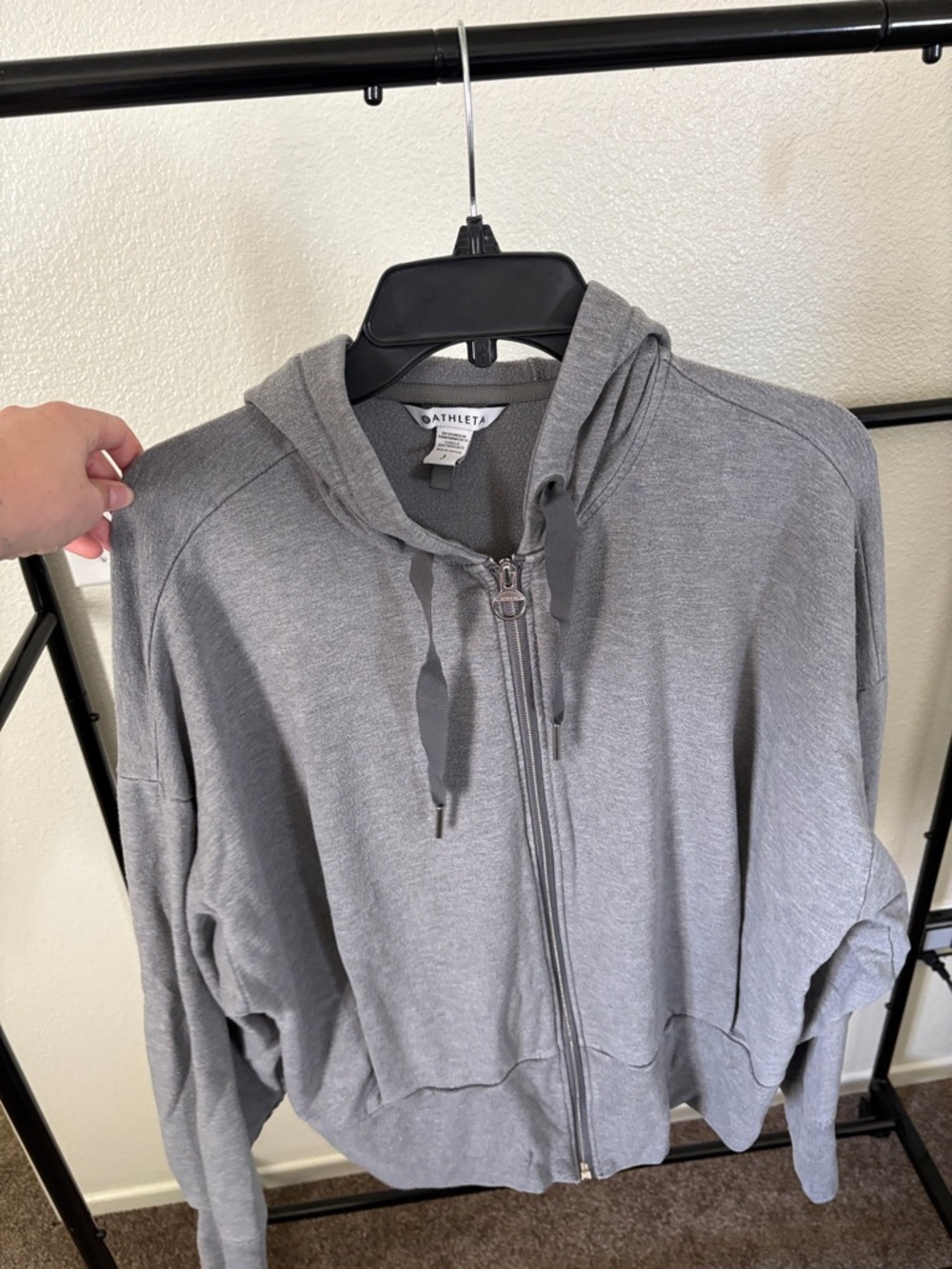 Athleta Light Gray Full-Zip Hoodie Large